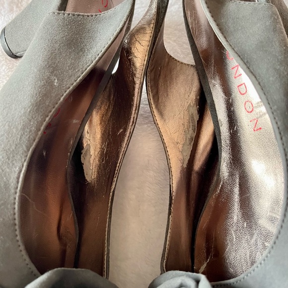 Sacha London LACE Gray Suede Peep Toe Slingback Heels - Picture 12 of 13